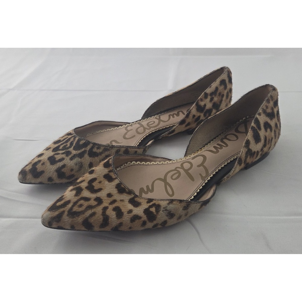 Sam Edelman Flats Womens 7.5 Calf Hair Animal Print Pointed Toe D'Orsay Shoes